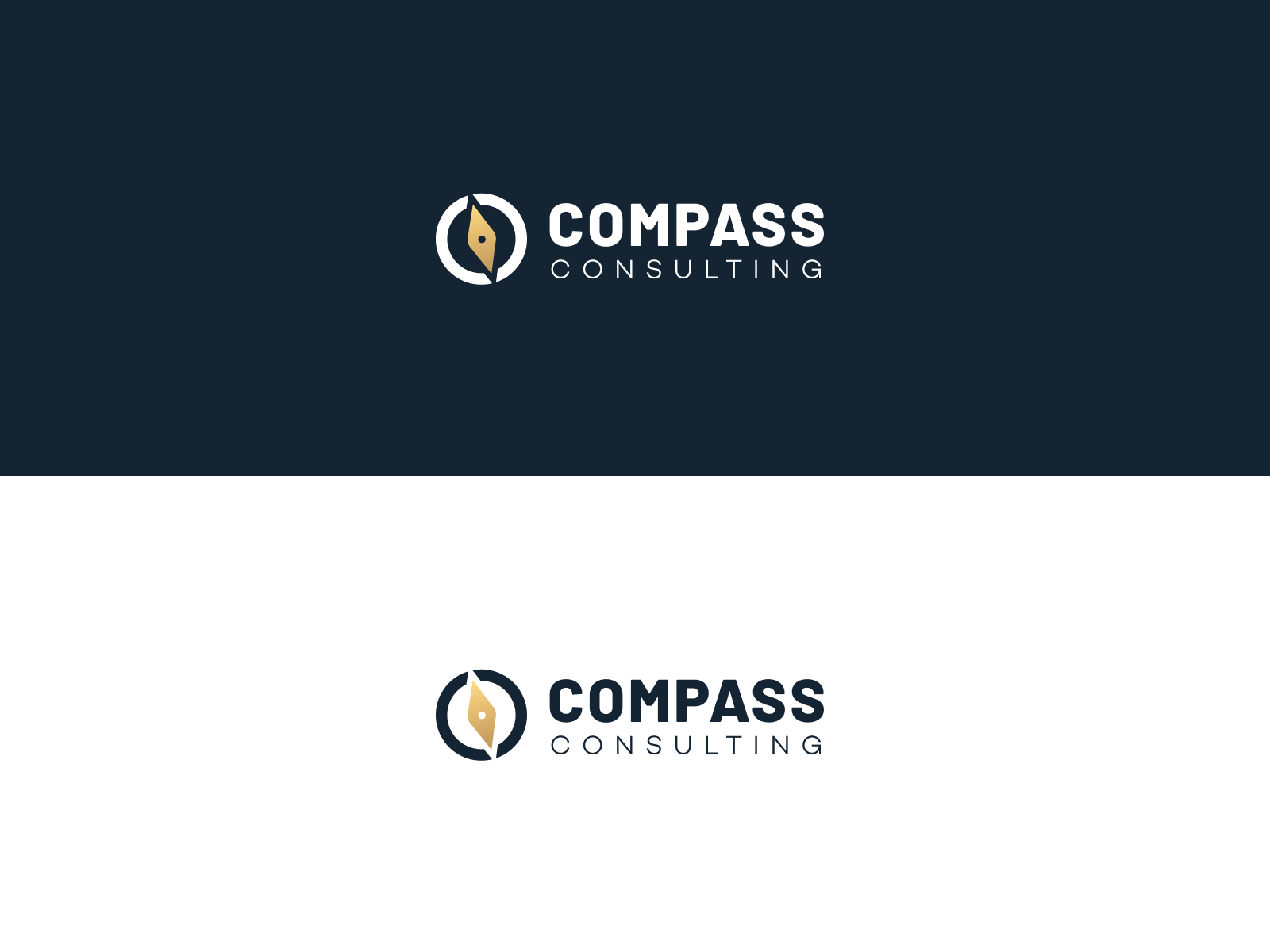 Compass Consulting - Logotipo en fondo oscuro y fondo claro.